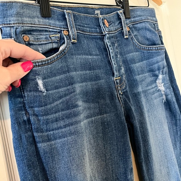 7 For All Mankind Medium Wash Distressed Josefina Style Skinny Women’s size 25 - Picture 9 of 16